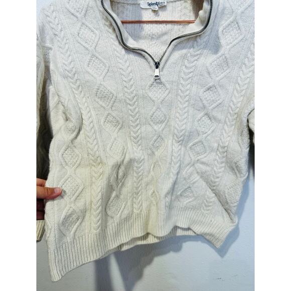 SPLENDID Off-White Wool Blend Quarter Zip Long Sleeve Dakota Half Zip Sweater S - Picture 7 of 12